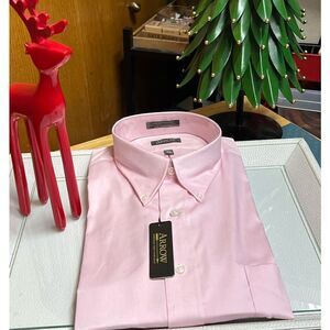 NWT Men’s Pink Arrow Wrinkle Free Long Sleeve  17 1/2 32/33 XL Dress Shirt #YCDO